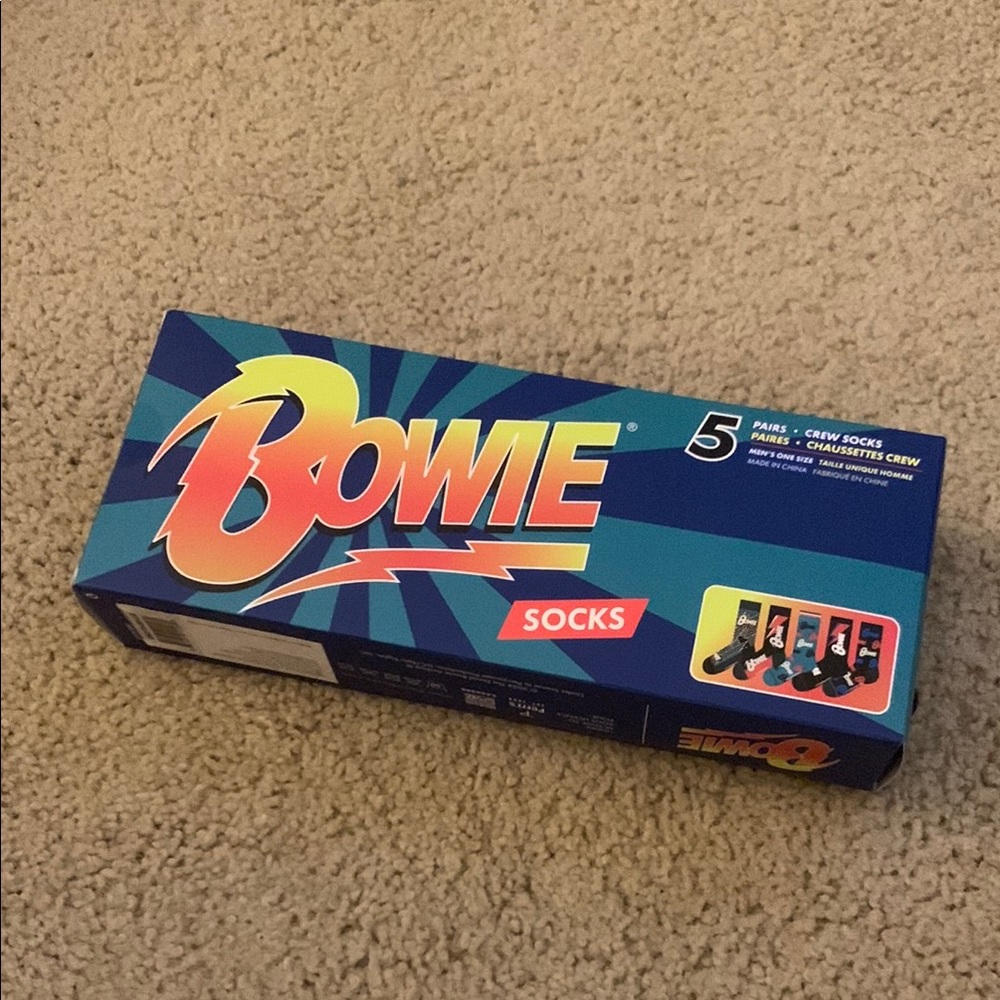 David Bowie Men’s NIB Licensed 5 Prs Socks Set